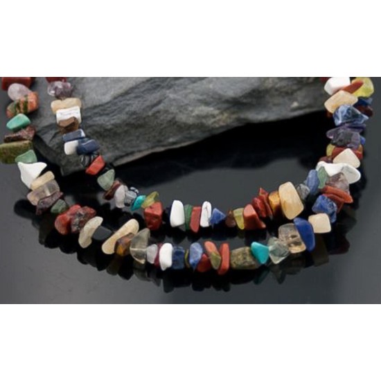 Large Certified Authentic 2 Strand Navajo Native .925 Sterling Silver Multicolor Natural Stone Native American Necklace 390608006843