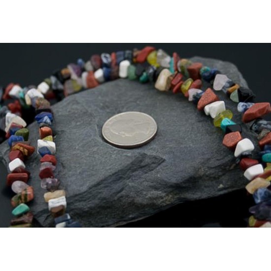 Large Certified Authentic 2 Strand Navajo Native .925 Sterling Silver Multicolor Natural Stone Native American Necklace 390608006843