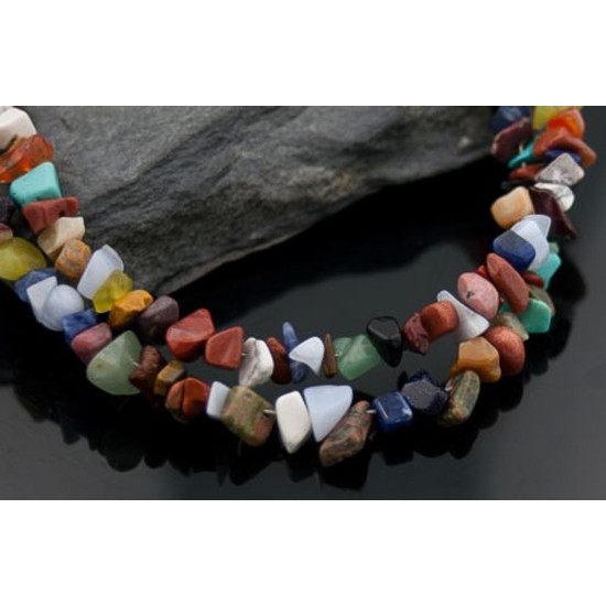 Large Certified Authentic 2 Strand Navajo Native .925 Sterling Silver Multicolor Stones Native American Necklace 15501-123