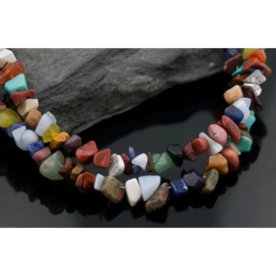 Large 2 Strand Navajo Native .925 Sterling Silver Multicolor Stones Native American Necklace 15501-123