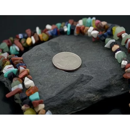 Large 2 Strand Navajo Native .925 Sterling Silver Multicolor Stones Native American Necklace 15501-123