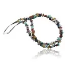 Large 2 Strand Navajo Native .925 Sterling Silver Multicolor Stones Native American Necklace 15501-16