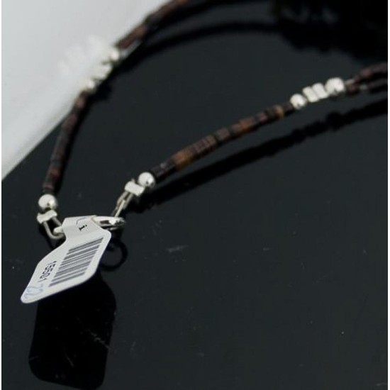 Large Certified Authentic 2 Strand Navajo Native .925 Sterling Silver Multicolor Stones Native American Necklace 15501-22