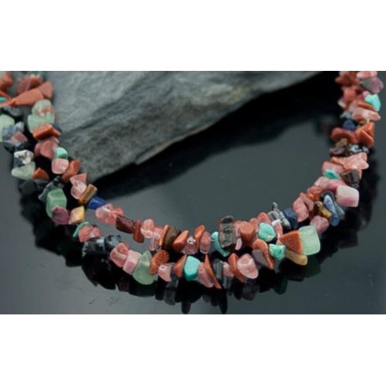 Large Certified Authentic 2 Strand Navajo Native .925 Sterling Silver Multicolor Stones Native American Necklace 390603321278
