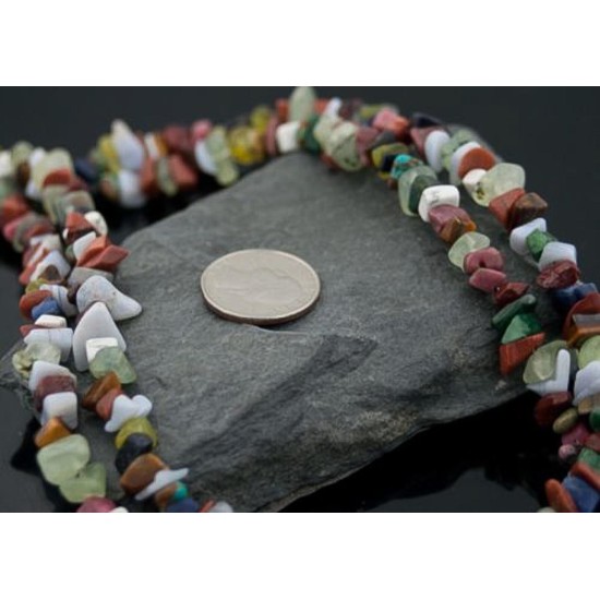 Large Certified Authentic 2 Strand Navajo Native .925 Sterling Silver Multicolor Stones Native American Necklace 390603321293
