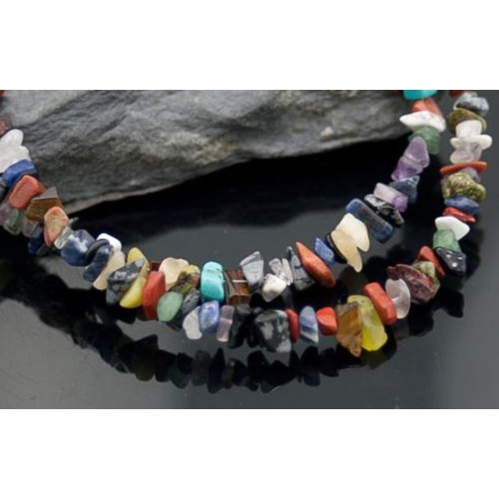 Large Certified Authentic 2 Strand Navajo Native .925 Sterling Silver Multicolor Stones Native American Necklace 390611867857