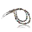 Large 2 Strand Navajo Native .925 Sterling Silver Multicolor Stones Native American Necklace 390614969461