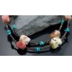 Large Certified Authentic 2 Strand Navajo Native .925 Sterling Silver Turquoise and Jasper Native American Necklace 15304-17