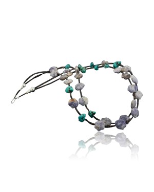 Large Certified Authentic 2 Strand Navajo Native .925 Sterling Silver Turquoise, LAPIS Native American Necklace 390574644355