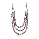 Large Certified Authentic 3 Strand Navajo .925 Sterling Silver Multicolor Natural Stone 021 Native American Necklace 371003058356