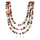 Large Certified Authentic 3 Strand Navajo .925 Sterling Silver Multicolor Natural Stone 23 Native American Necklace 15862-5