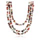 Large Certified Authentic 3 Strand Navajo .925 Sterling Silver Multicolor Natural Stone Native American Necklace 15862-6