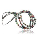 Large Certified Authentic 3 Strand Navajo .925 Sterling Silver Multicolor Natural Stone Native American Necklace 370962133374