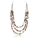Large Certified Authentic 3 Strand Navajo .925 Sterling Silver Multicolor Natural Stone Native American Necklace 371034229410
