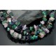 Large Certified Authentic 3 Strand Navajo .925 Sterling Silver Multicolor Stones Native American Necklace 1530-3