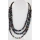 Large Certified Authentic 3 Strand Navajo .925 Sterling Silver Multicolor Stones Native American Necklace 15795-4