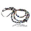 Large 3 Strand Navajo .925 Sterling Silver Multicolor Stones Native American Necklace 15795-7