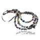 Large Certified Authentic 3 Strand Navajo .925 Sterling Silver Multicolor Stones Native American Necklace 15795-7