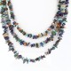 Large Certified Authentic 3 Strand Navajo .925 Sterling Silver Multicolor Stones Native American Necklace 15795-7