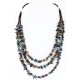 Large Certified Authentic 3 Strand Navajo .925 Sterling Silver Multicolor Stones Native American Necklace 15795-7