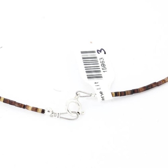 Large Certified Authentic 3 Strand Navajo .925 Sterling Silver Multicolor Stones Native American Necklace 15863-3