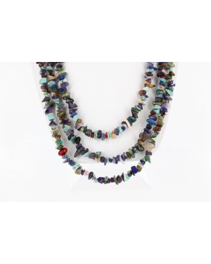 Large Certified Authentic 3 Strand Navajo .925 Sterling Silver Multicolor Stones Native American Necklace 370989782913