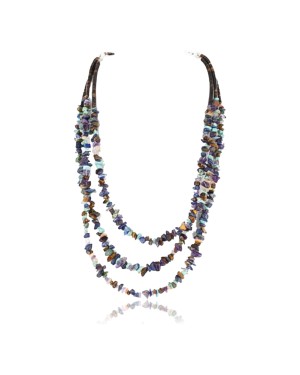 Large Certified Authentic 3 Strand Navajo .925 Sterling Silver Multicolor Stones Native American Necklace 370991281528