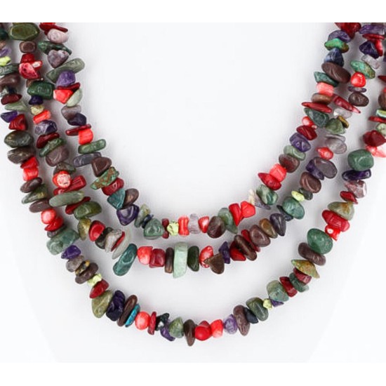 Large Certified Authentic 3 Strand Navajo .925 Sterling Silver Multicolor Stones Native American Necklace 371008947120 Large Certified Authentic 3 Strand Navajo .925 Sterling Silver Multicolor Stones Native American Necklace 371008947120