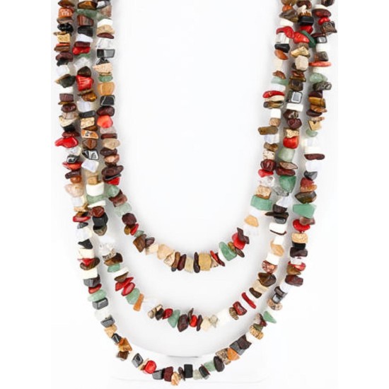 Large Certified Authentic 3 Strand Navajo .925 Sterling Silver Multicolor Stones Native American Necklace 371037281354