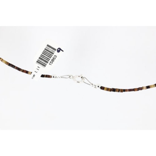 Large Certified Authentic 3 Strand Navajo .925 Sterling Silver Multicolor Stones Native American Necklace 371037281354
