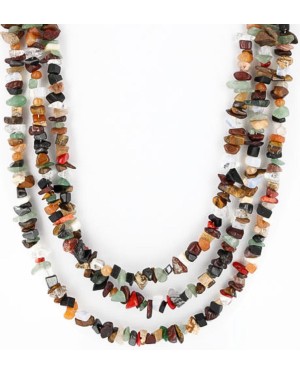 Large Certified Authentic 3 Strand Navajo .925 Sterling Silver Multicolor Stones Native American Necklace 371037504788