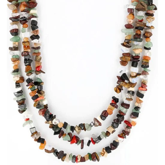 Large 3 Strand Navajo .925 Sterling Silver Multicolor Stones Native American Necklace 371037504788
