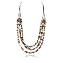 Large Certified Authentic 3 Strand Navajo .925 Sterling Silver Multicolor Stones Native American Necklace 371037504788