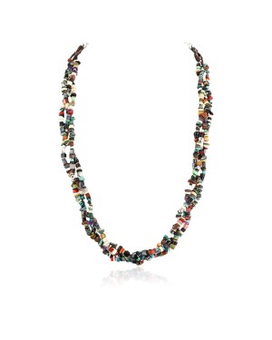 Large Certified Authentic 3 Strand Navajo .925 Sterling Silver Multicolor Stones Native American Necklace 371105295081