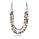 Large 3 Strand Navajo .925 Sterling Silver Multicolor Stones Native American Necklace 390814621693