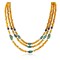 Large Certified Authentic 3 Strand Navajo .925 Sterling Silver Turquoise Onyx and Yellow Agate Native American Necklace 750162