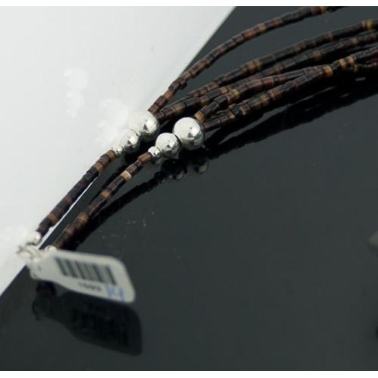 Large Certified Authentic 3 Strand Navajo Native .925 Sterling Silver LAPIS and Turquoise Native American Necklace 1593-14