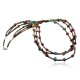 Large Certified Authentic 3 Strand Navajo Native .925 Sterling Silver Multicolor Stones Native American Necklace 370814838833