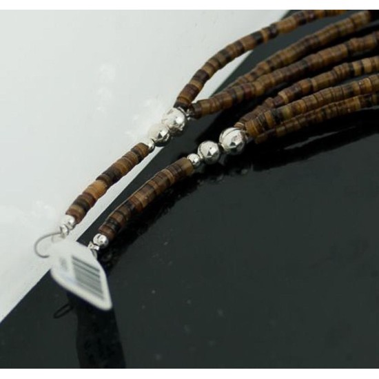 Large Certified Authentic 3 Strand Navajo Native .925 Sterling Silver Multicolor Stones Native American Necklace 370814838833