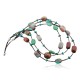 Large Certified Authentic 3 Strand Navajo Native .925 Sterling Silver Turquoise and Multicolor Stones Native American Necklace 15649-1