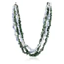 Large 4 Strand Navajo .925 Sterling Silver Turquoise GREEN AGATE and Opalite Native American Necklace 16016