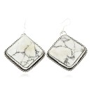 Large Certified Authentic Handmade Navajo .925 Sterling Silver Dangle Native American Earrings Natural White Buffalo 18095-1