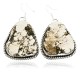 Large Certified Authentic Handmade Navajo .925 Sterling Silver Dangle Native American Earrings Natural White Buffalo 18095-2