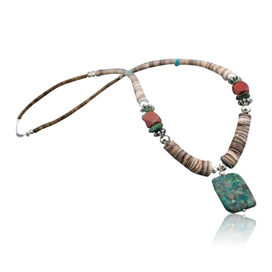 Large Certified Authentic Navajo .925 Sterling Silver Graduated Heishi Turquoise Native American Necklace 390612292358