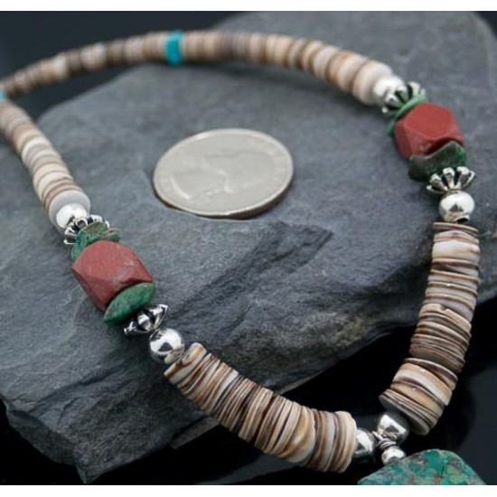 Large Certified Authentic Navajo .925 Sterling Silver Graduated Heishi Turquoise Native American Necklace 390612292358