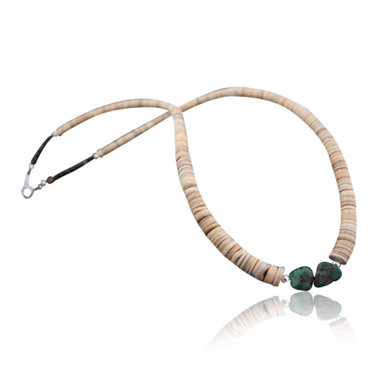Large Certified Authentic Navajo .925 Sterling Silver Graduated Spiny, Heishi, Turquoise Native American Necklace 7501006-90