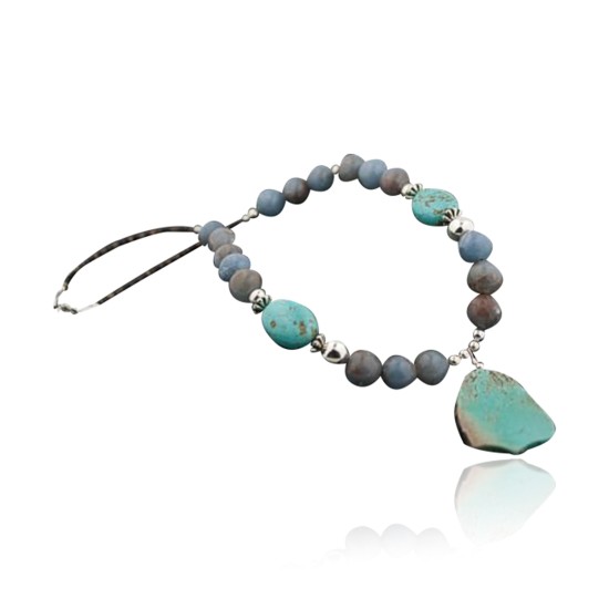 Large Certified Authentic Navajo .925 Sterling Silver Magnesite and Agate Native American Necklace 390579545770