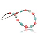 Large Navajo .925 Sterling Silver Turquoise and Coral Native American Necklace 370797836044
