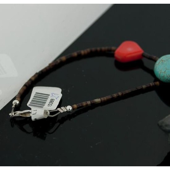 Large Certified Authentic Navajo .925 Sterling Silver Magnesite and Coral Native American Necklace 370797836044