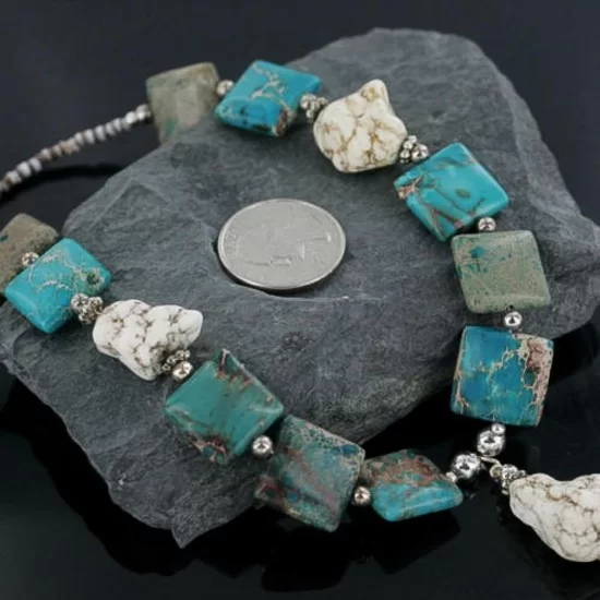 Large Navajo .925 Sterling Silver Magnesite & Jasper Native American Necklace 390667079828 Large Navajo .925 Sterling Silver Magnesite & Jasper Native American Necklace 390667079828
